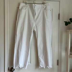 Sneak Peek mid rise straight leg white denim pants raw hem size 20 nwt